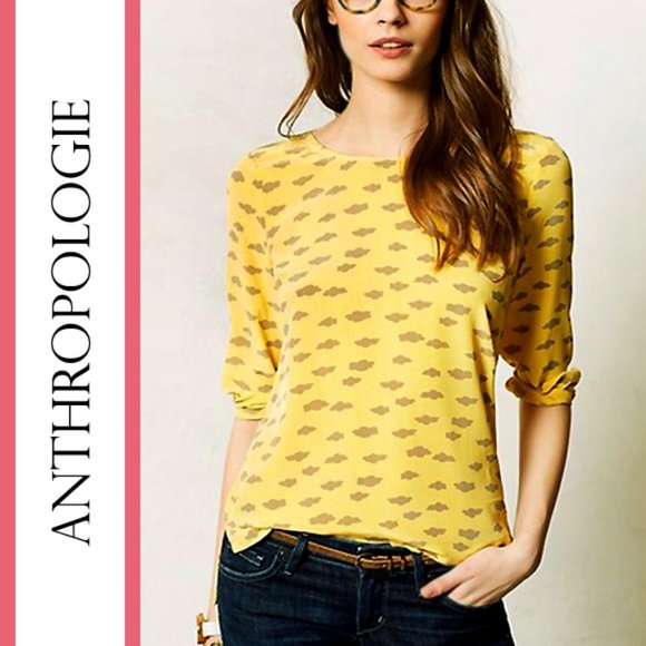 Anthropologie/Maeve | 'Linosa' Cloud Print Silk Blouse - Picture 1 of 10